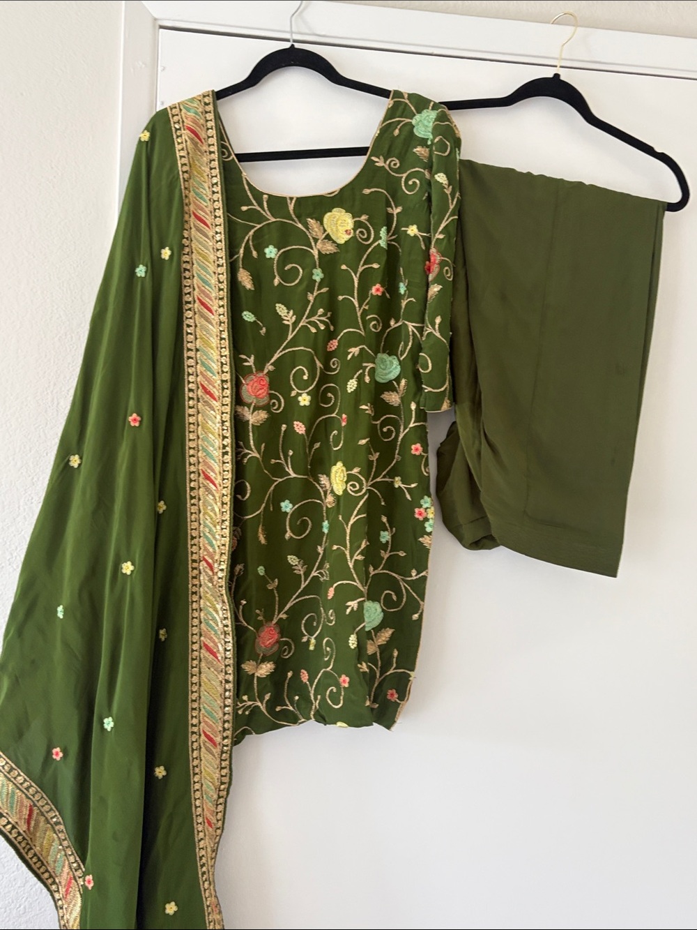 Embroidered Olive Green Salwar Kameez Set Indian suit